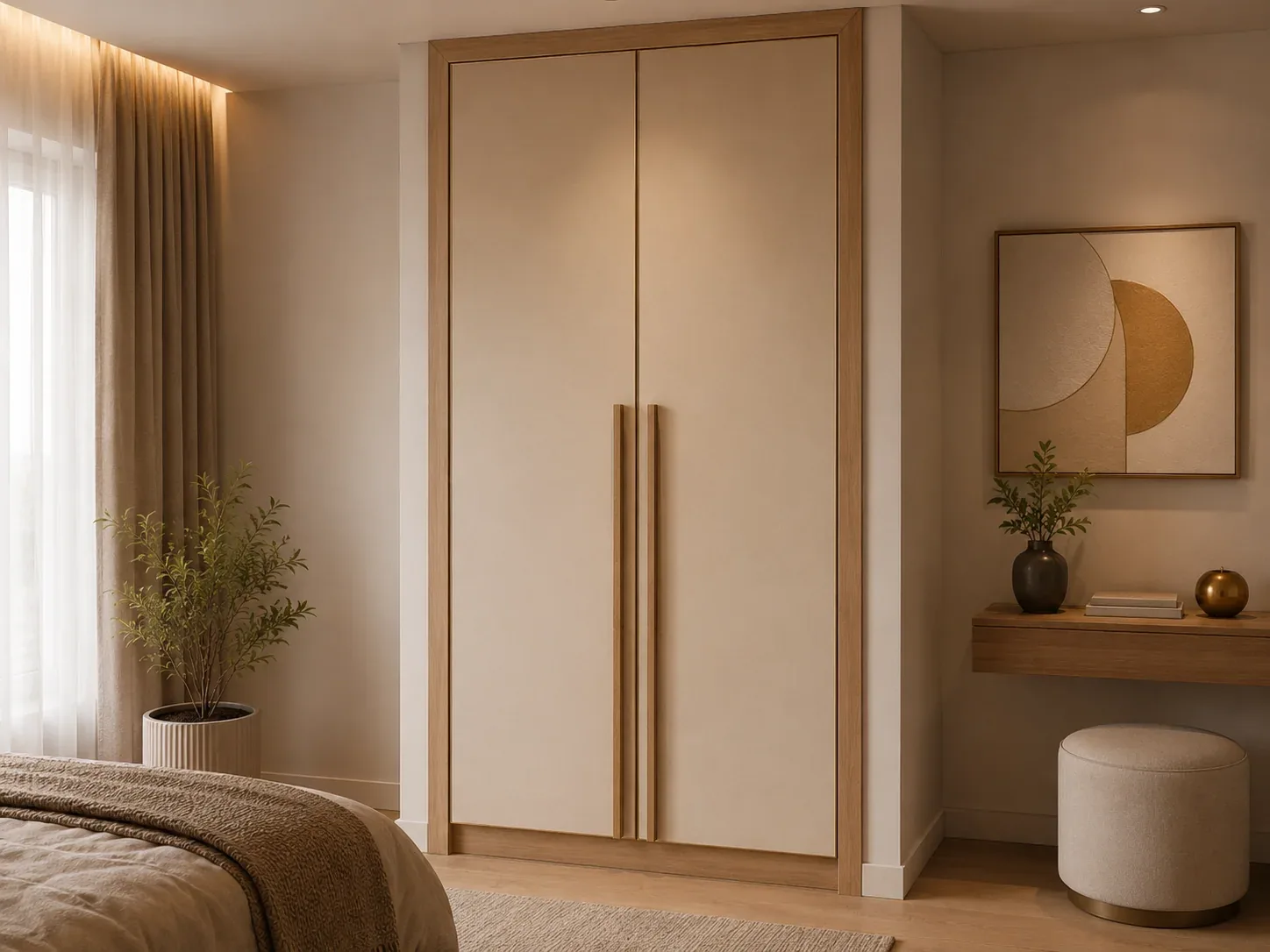 Double-door wooden almirah by Reedify Modulars