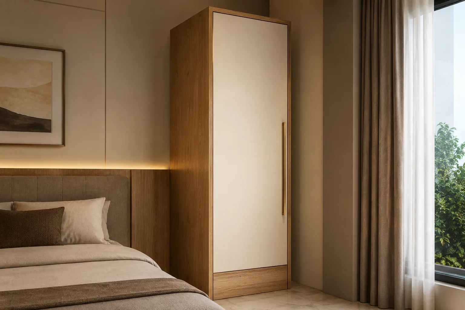 Single-door wooden almirah by Reedify Modulars