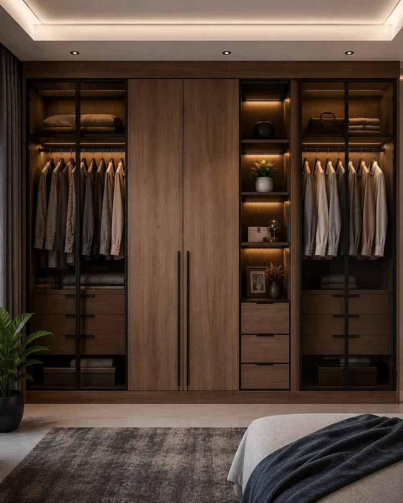 Custom modular wardrobe with planned internal storage
