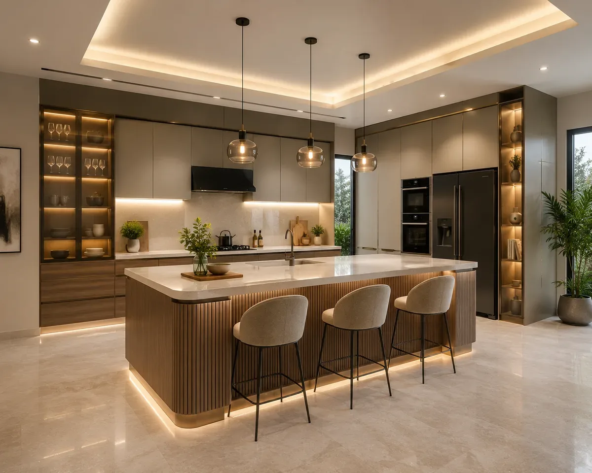 Island modular kitchen by Reedify Modulars, installed in Palwal