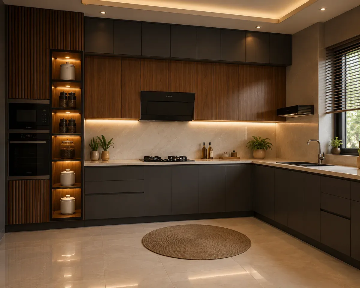 L-shaped modular kitchen by Reedify Modulars, installed in Ambala