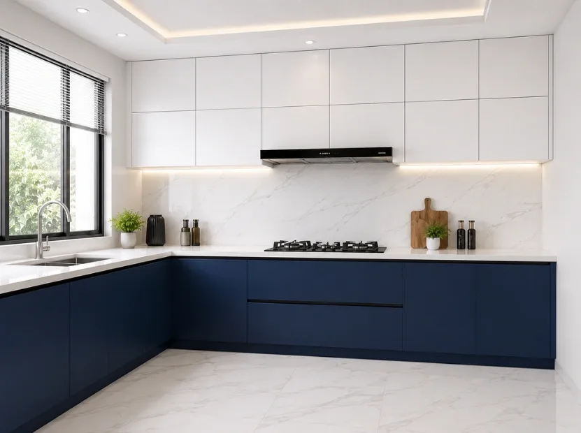 L-shaped modular kitchen by Reedify Modulars, installed in Rewari