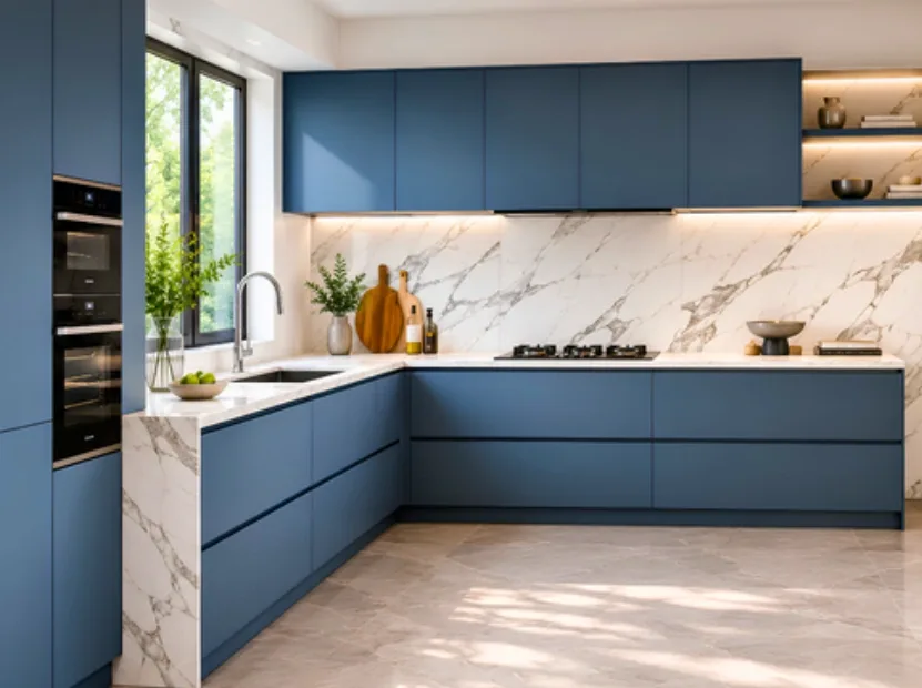 L-shaped kitchen — Modular Kitchen by Reedify Modulars