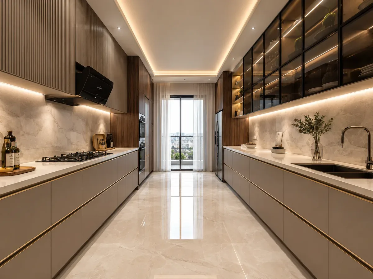 Parallel modular kitchen by Reedify Modulars, installed in Panchkula