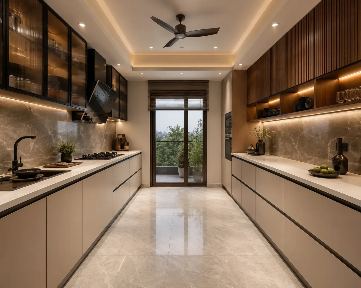 Parallel modular kitchen by Reedify Modulars, installed in Kurukshetra
