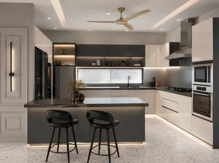 Peninsula kitchen — Modular Kitchen by Reedify Modulars