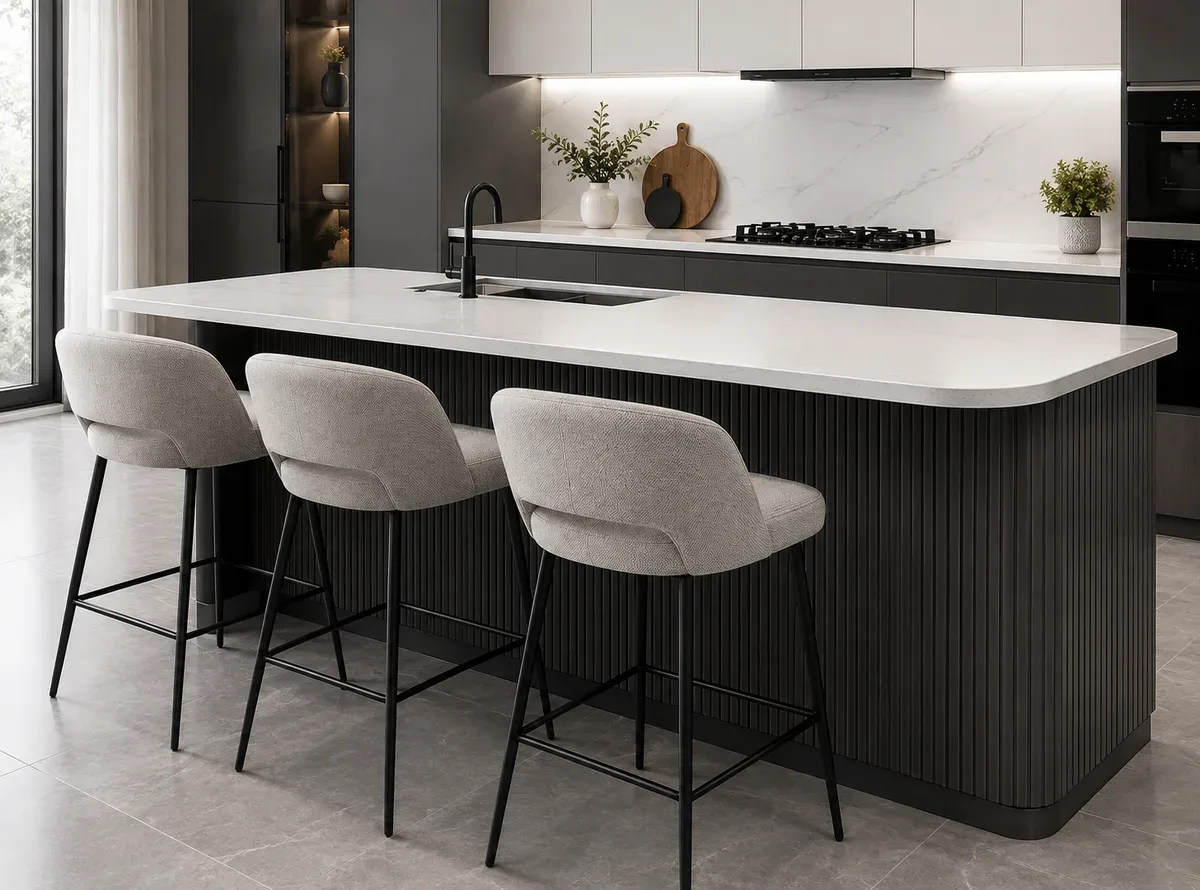 Seating Planning — Peninsula modular kitchen idea by Reedify Modulars