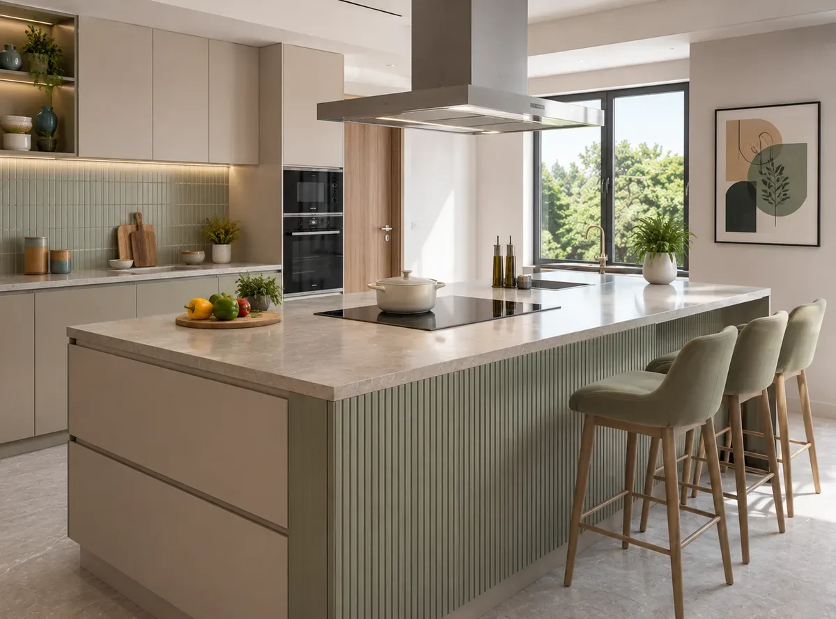 Sink or Hob Decision — Peninsula modular kitchen idea by Reedify Modulars