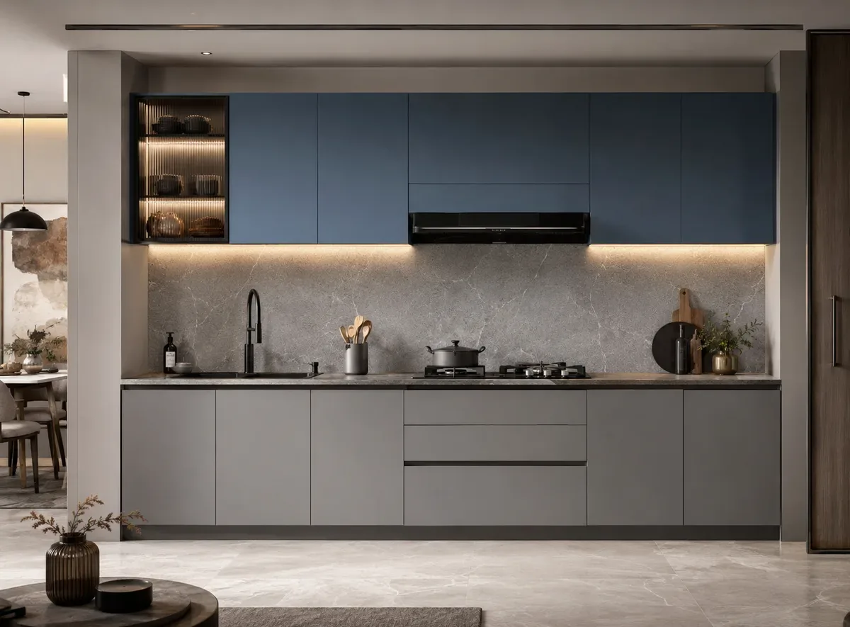 Straight modular kitchen by Reedify Modulars, installed in Charkhi Dadri