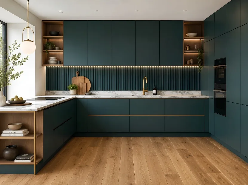 U-shaped modular kitchen by Reedify Modulars, installed in Kaithal
