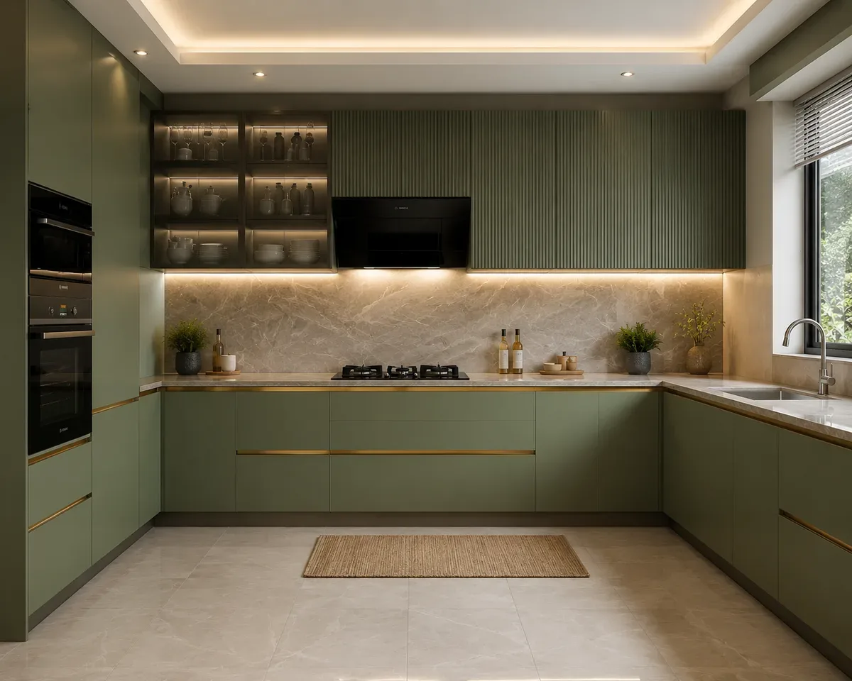 U-shaped kitchen — Modular Kitchen by Reedify Modulars