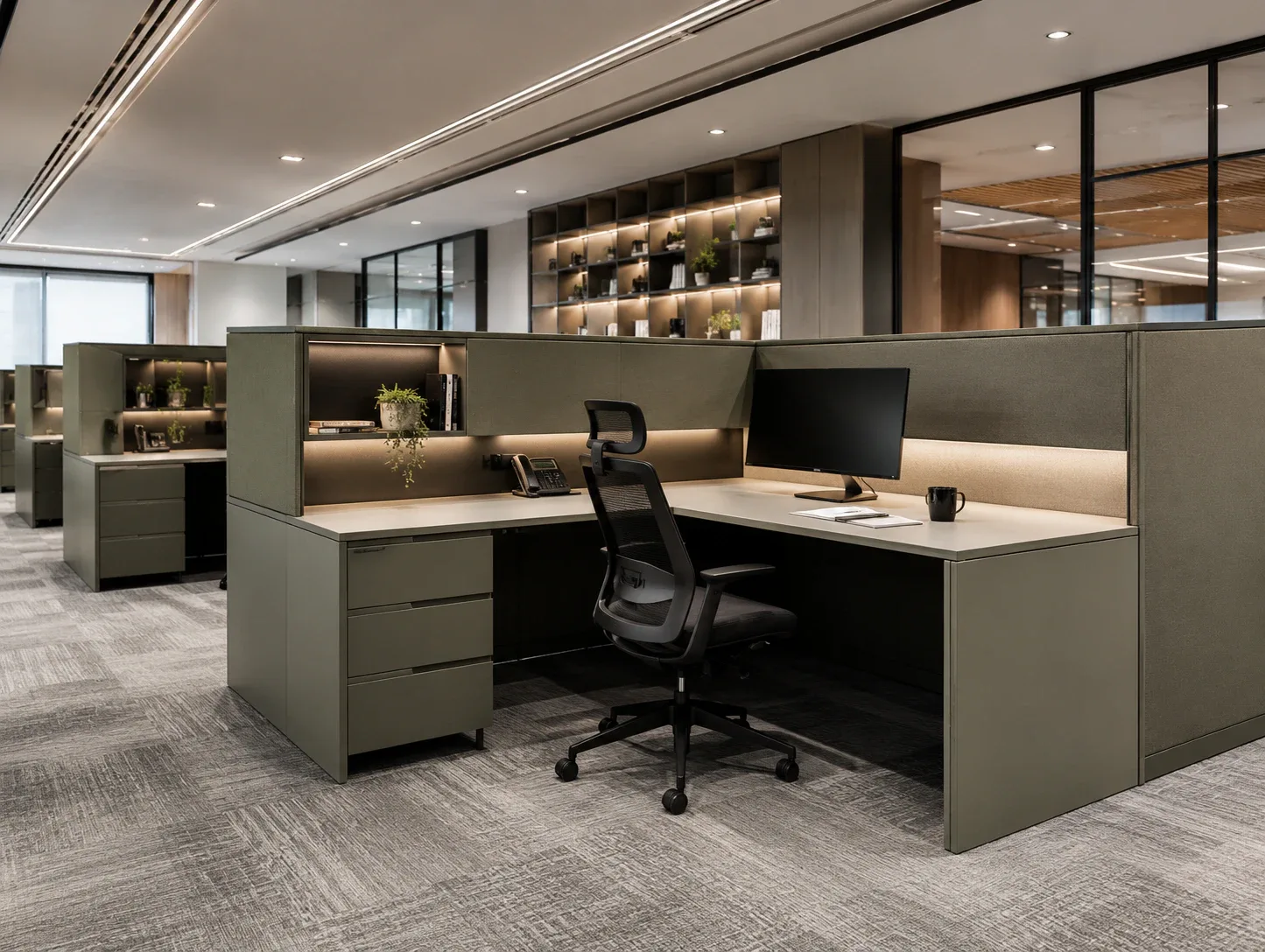 Partition workstation with privacy screens by Reedify Modulars