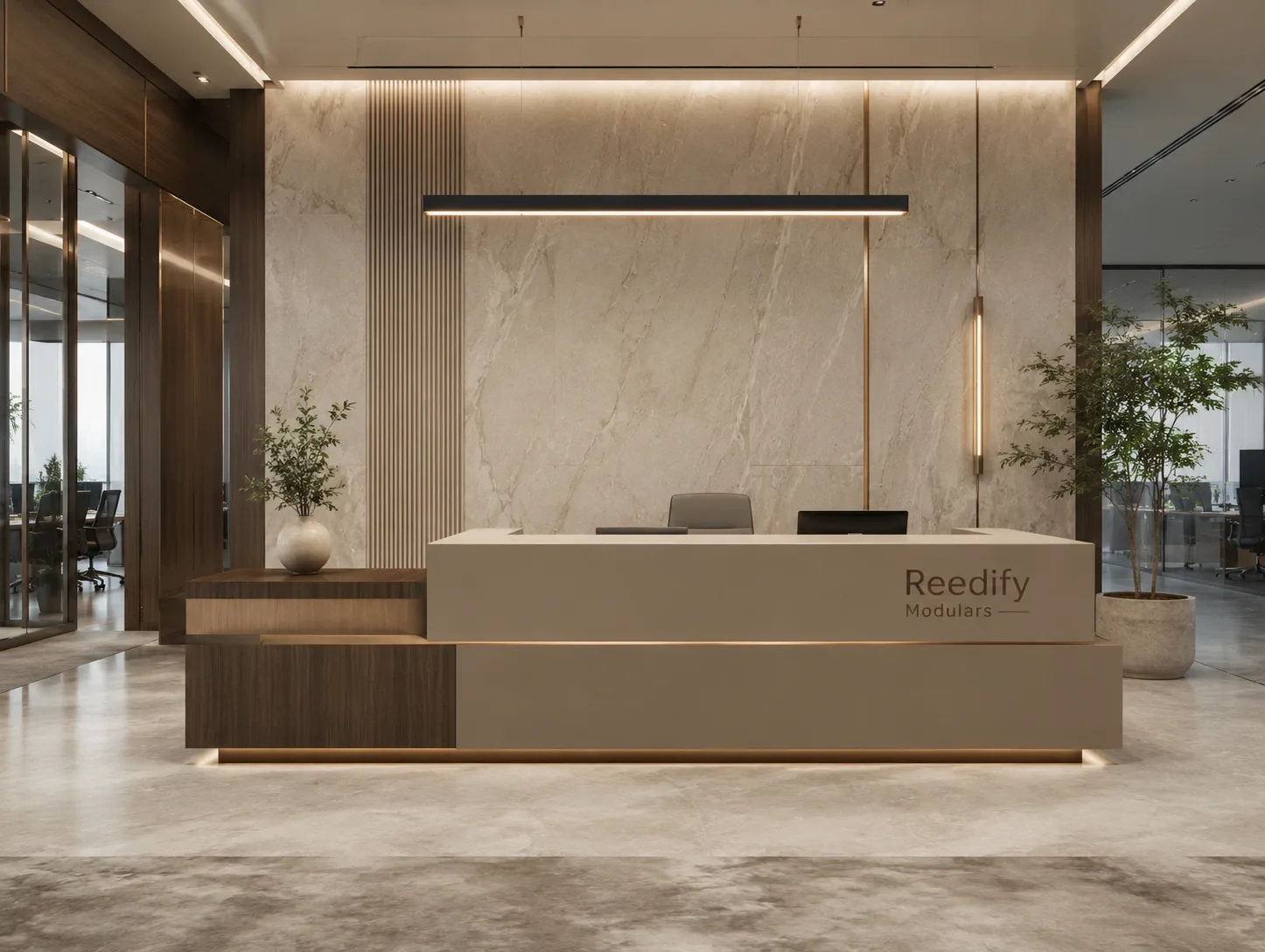 Premium reception counter by Reedify Modulars