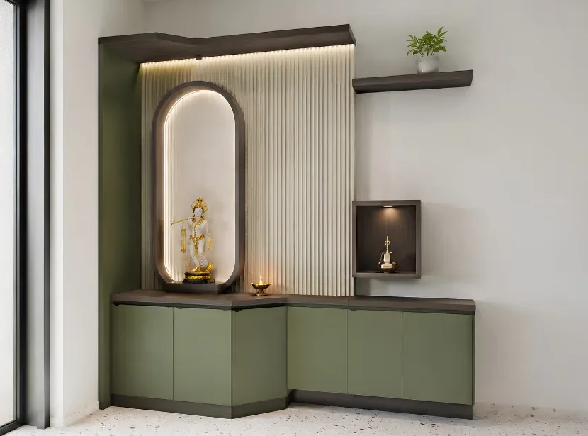 Corner Pooja unit by Reedify Modulars