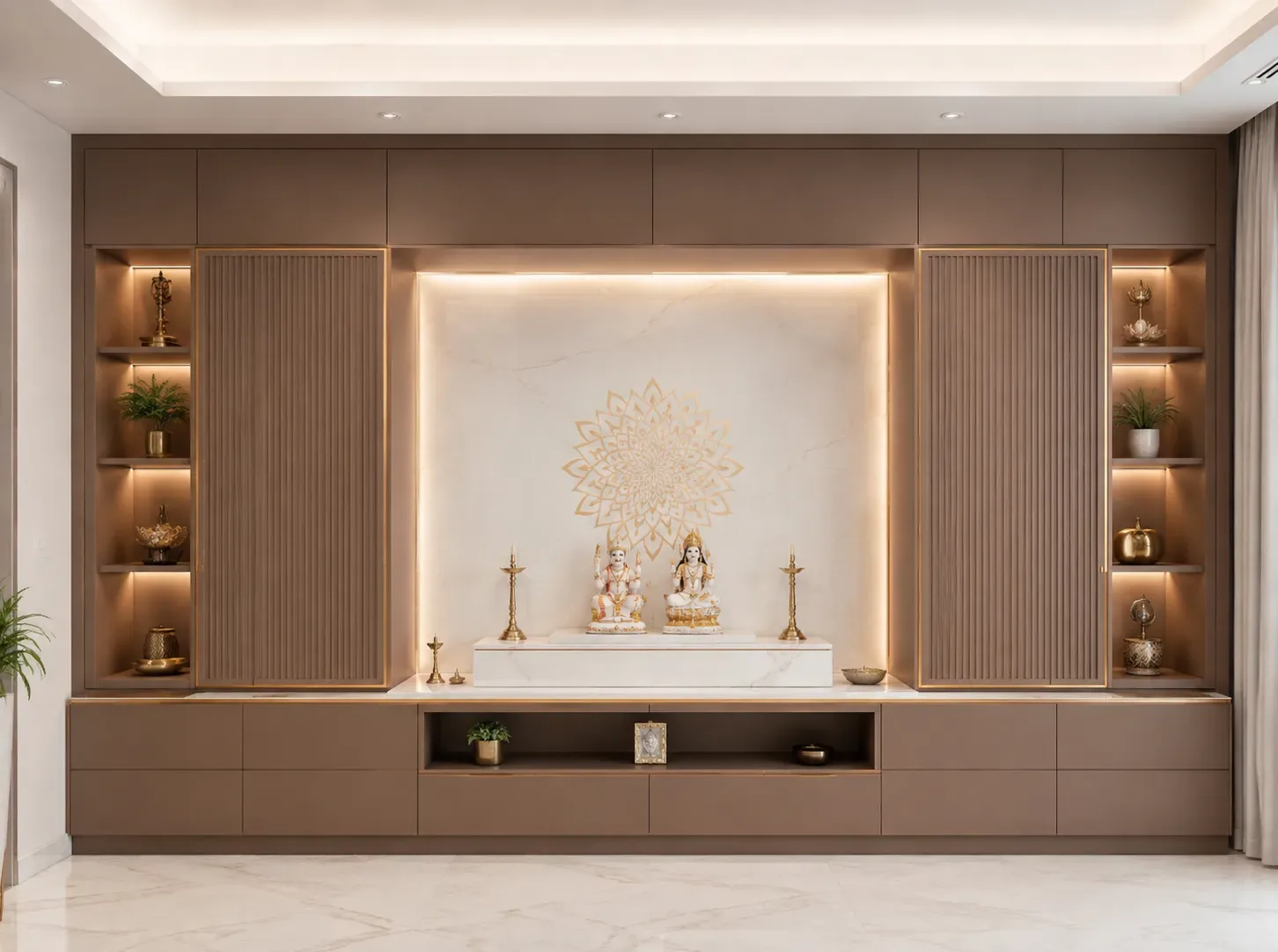 Onyx full wall pooja unit by Reedify Modulars