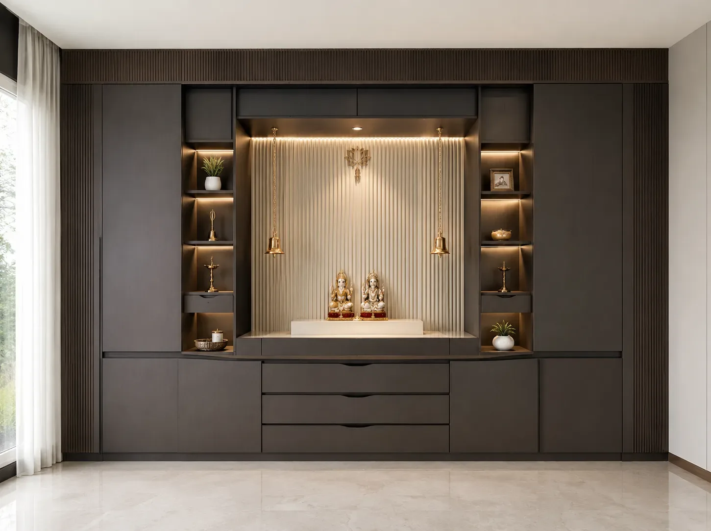 Premium full wall pooja unit by Reedify Modulars