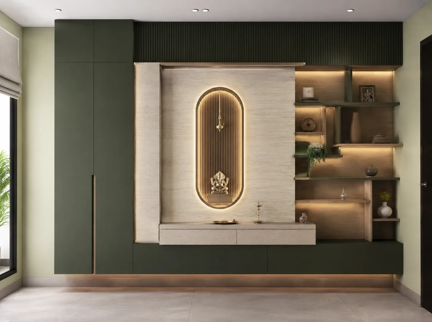 Wall-mounted pooja unit