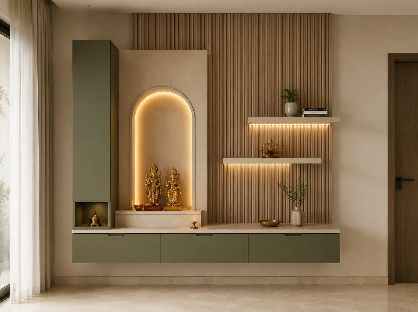 Wall-mounted pooja unit