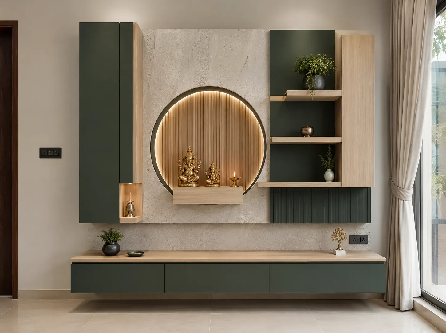 Premium wall-mounted pooja unit