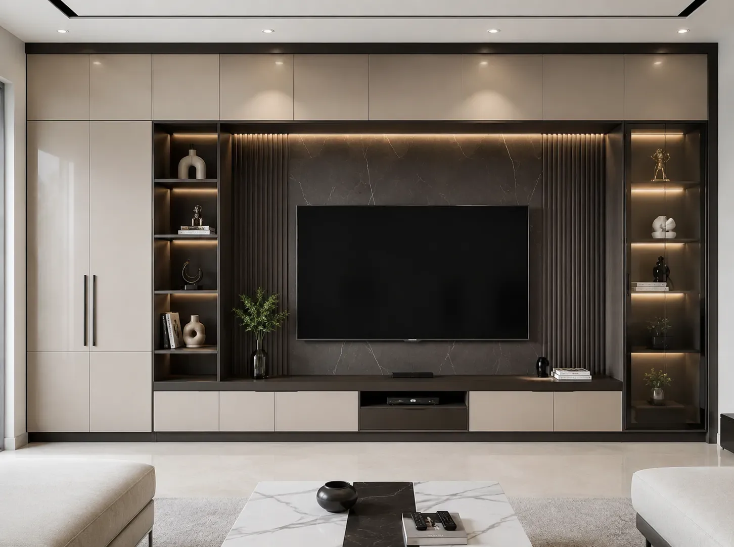 Storage full wall TV unit by Reedify Modulars