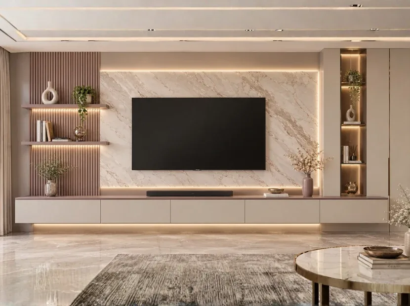 Bedroom wall-mounted TV unit design by Reedify Modulars