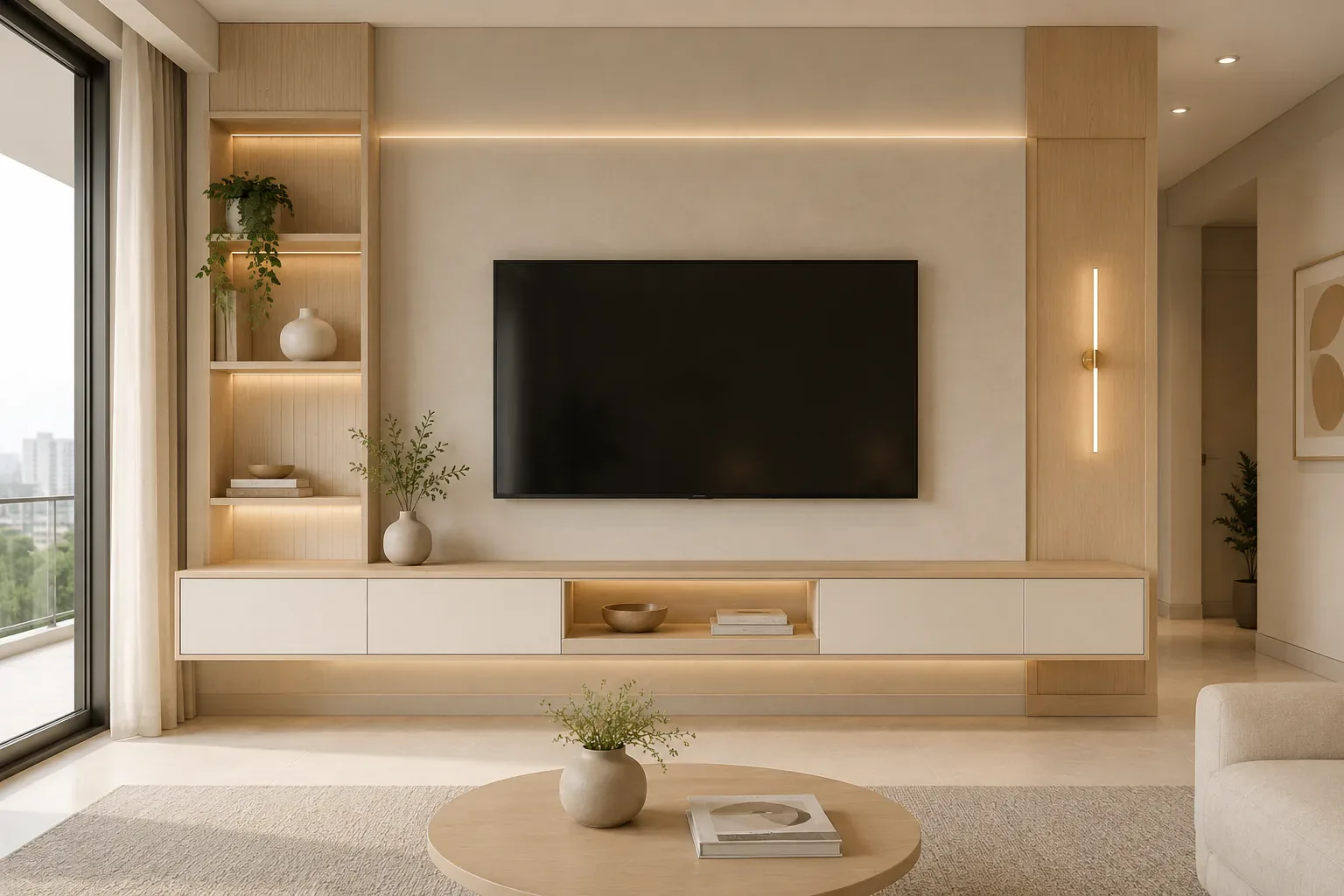 Bedroom wall-mounted TV unit design by Reedify Modulars