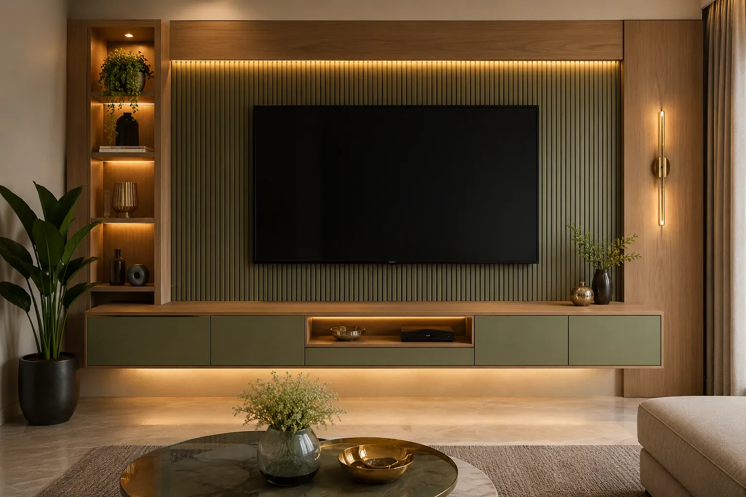 Wall-mounted TV unit by Reedify Modulars