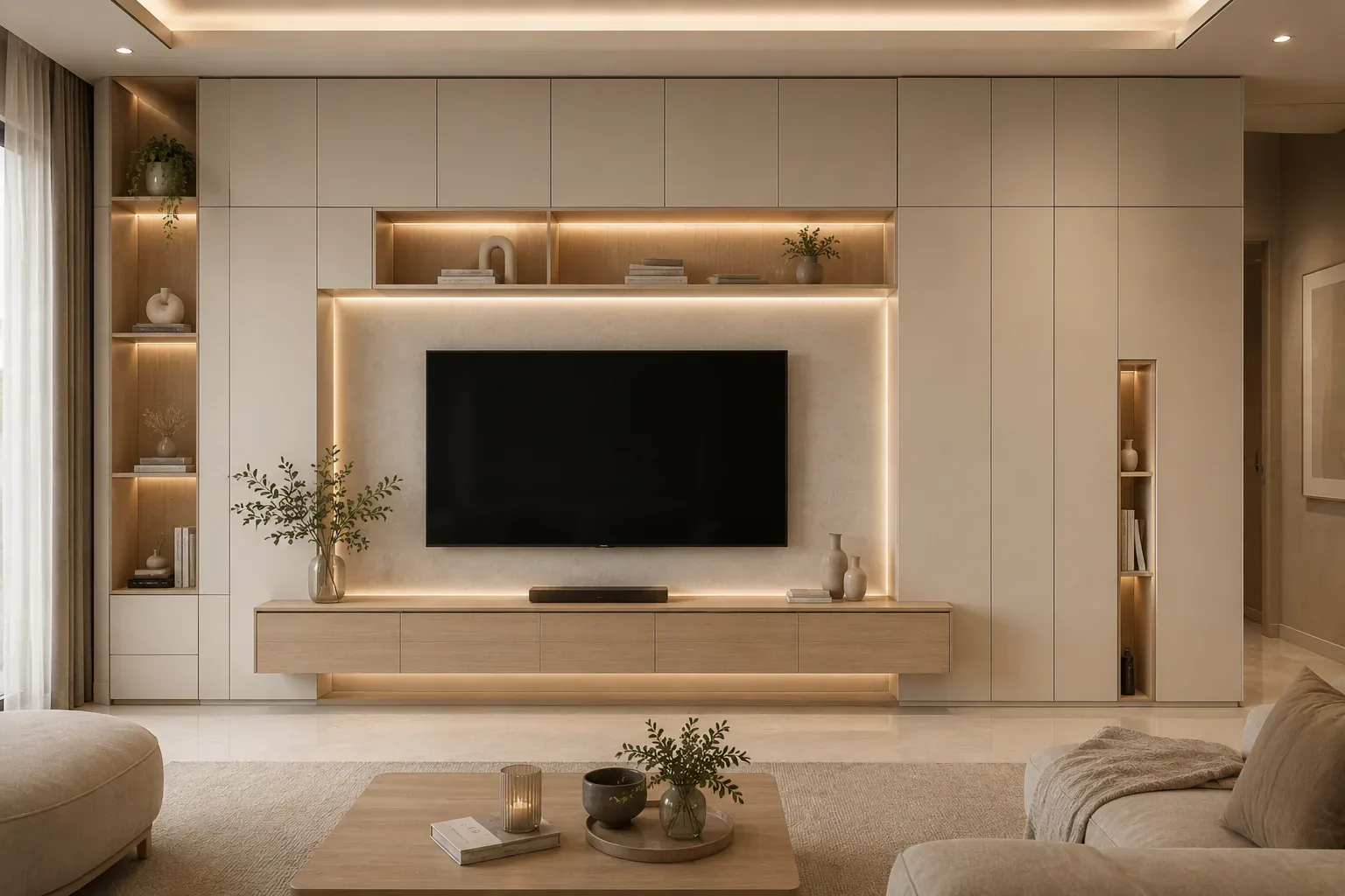 Entertainment TV unit with drawers and storage by Reedify Modulars