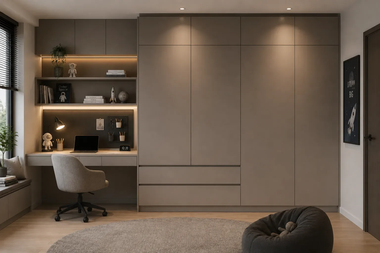 Wardrobe with study table by Reedify Modulars