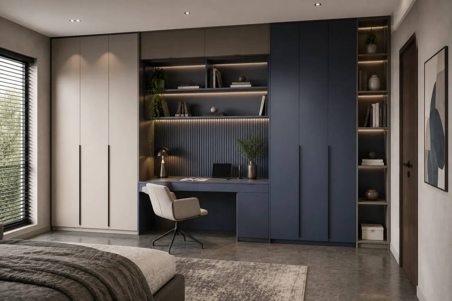 Modern study table with wardrobe by Reedify Modulars
