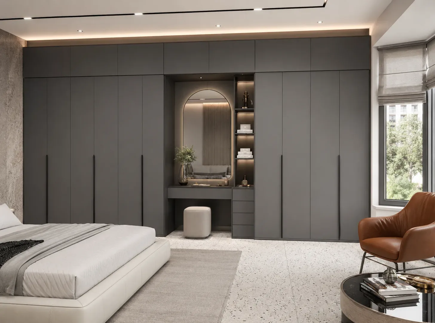 Walk in wardrobe with mirror by Reedify Modulars