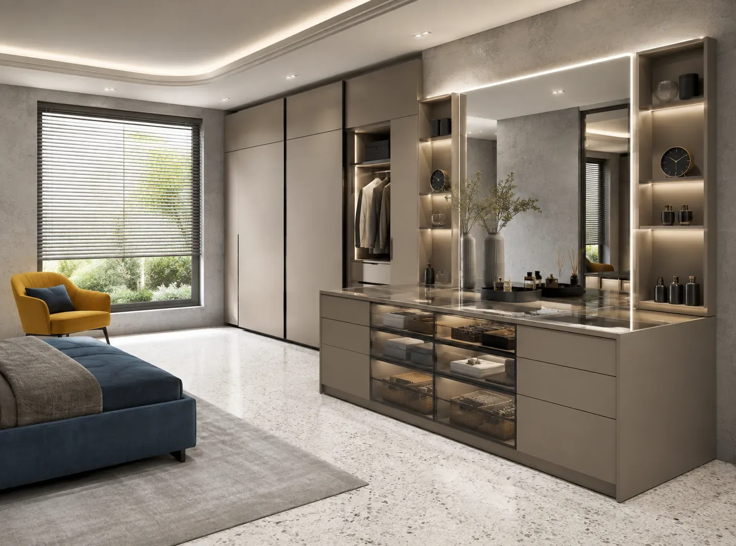 Hinged wardrobe with mirror shutter by Reedify Modulars