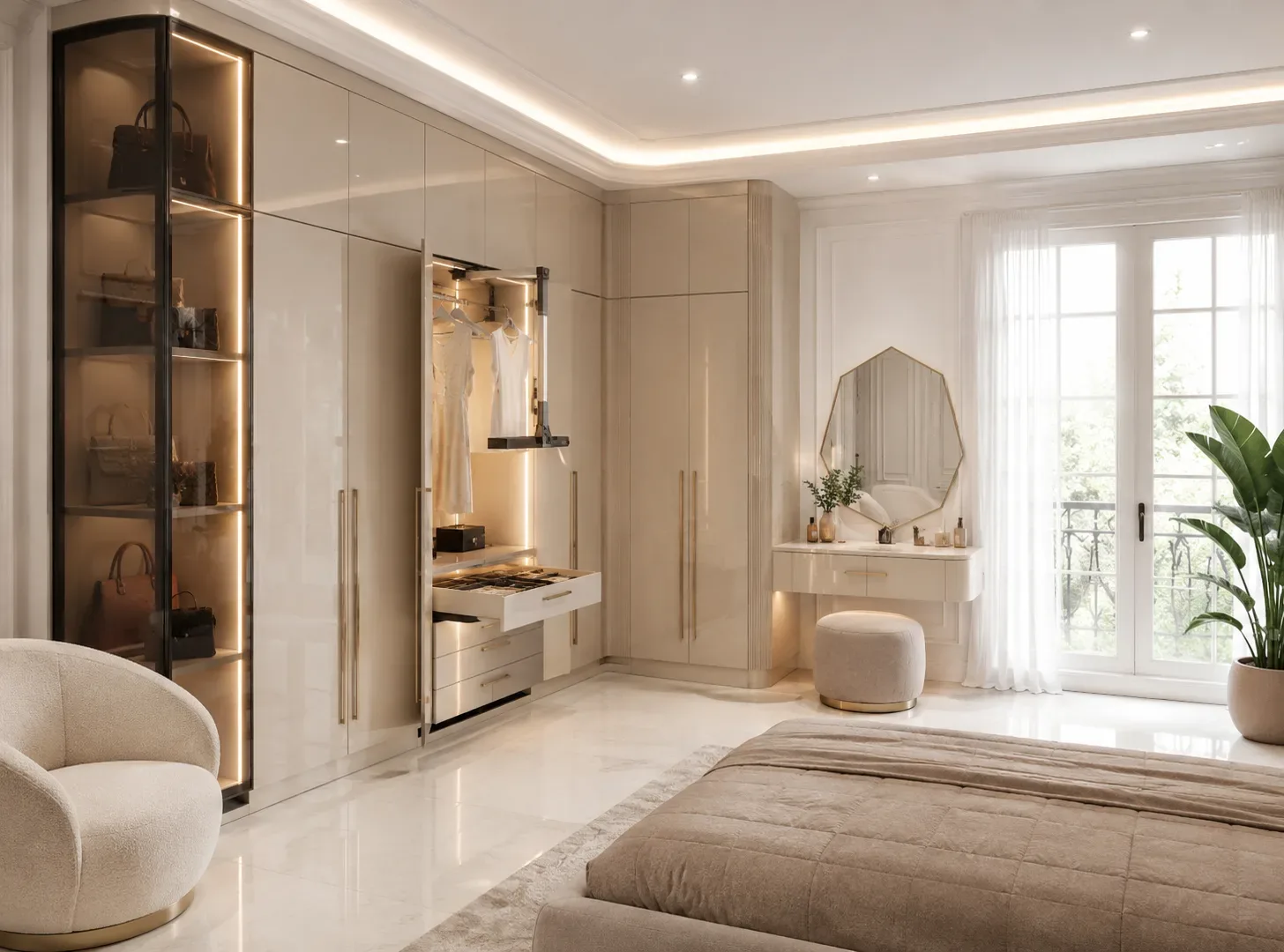 Wardrobe with mirror inside the shutter by Reedify Modulars