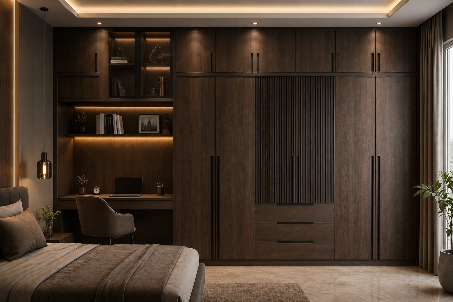 Almirah with integrated study table by Reedify Modulars Rohtak