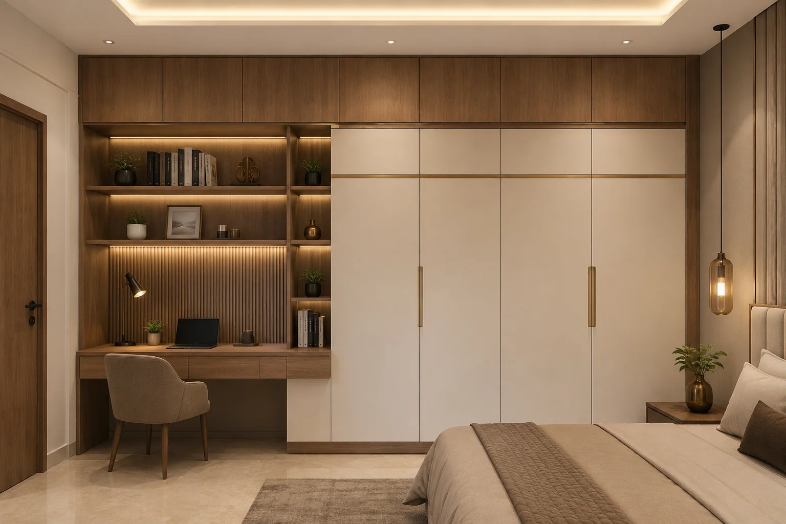 Almirah with integrated study table by Reedify Modulars Rohtak