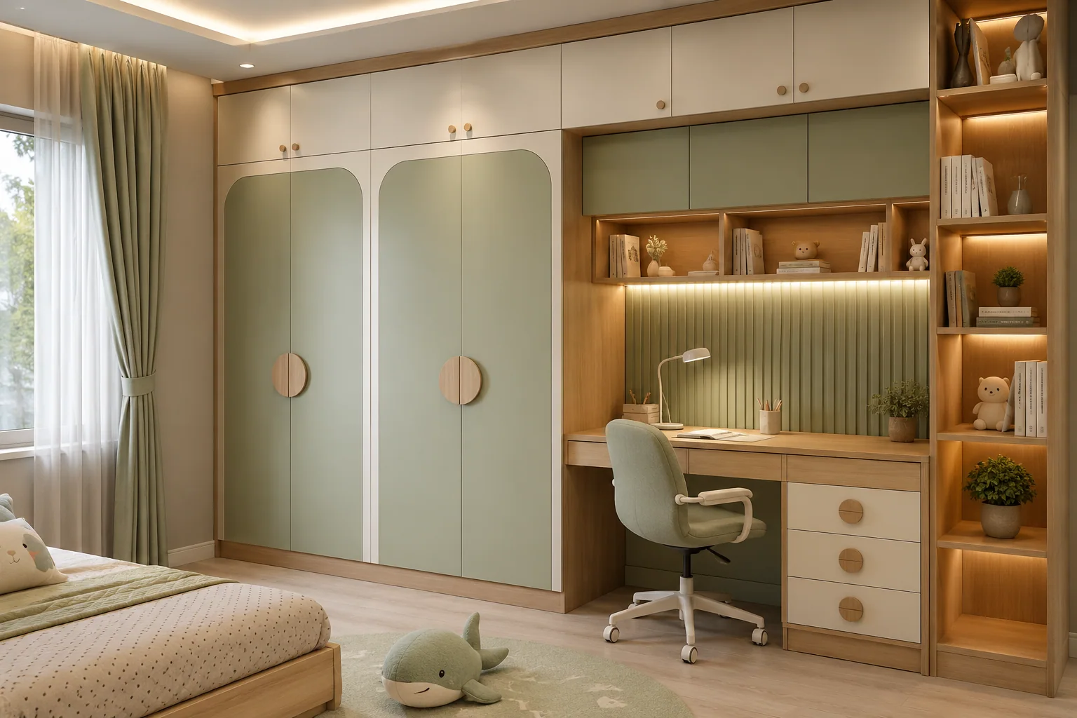 Almirah with integrated study table by Reedify Modulars Rohtak
