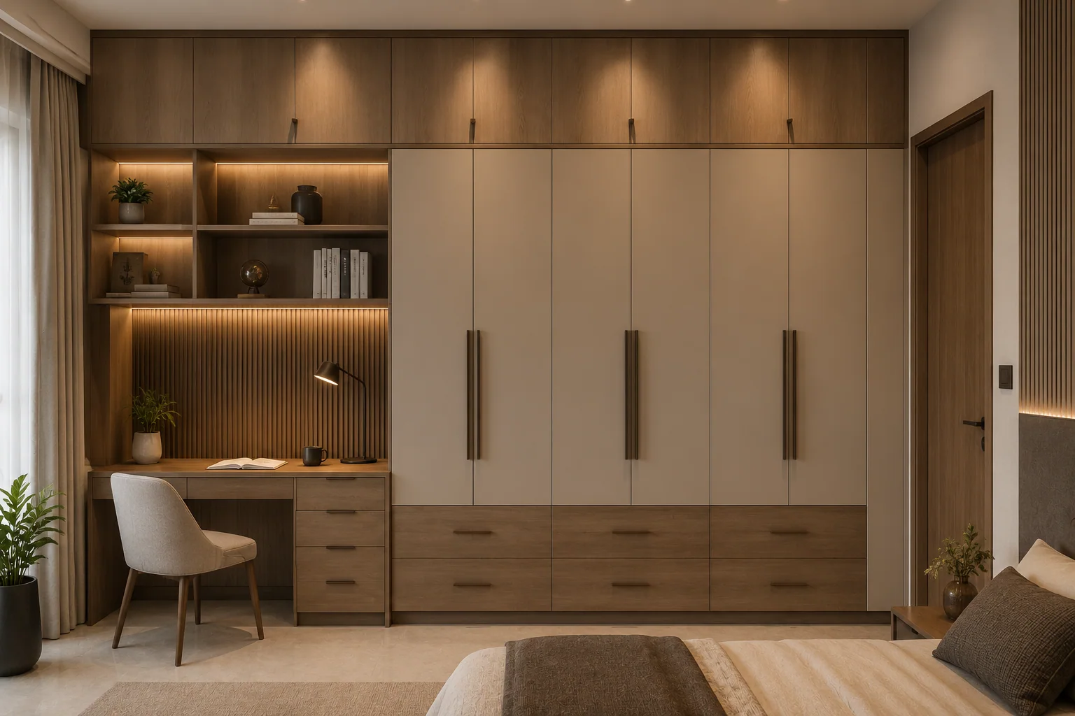 Almirah with integrated study table by Reedify Modulars Rohtak
