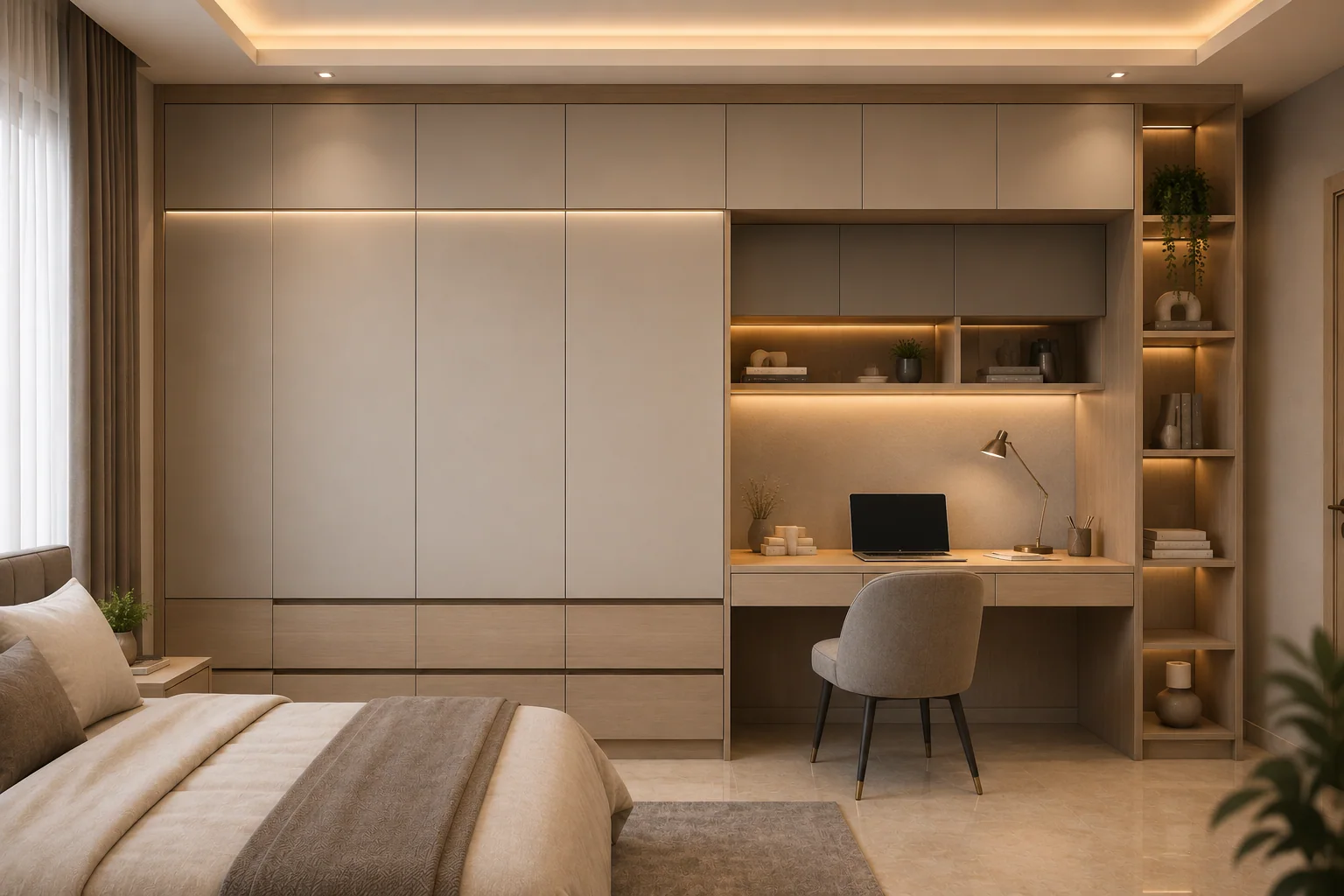 Almirah with integrated study table by Reedify Modulars Rohtak