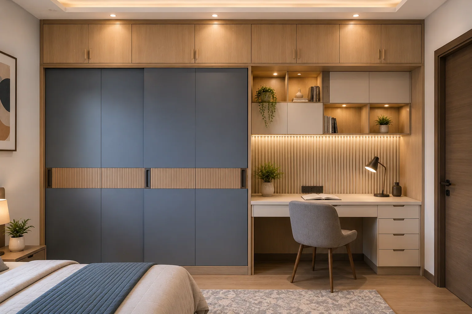 Almirah with integrated study table by Reedify Modulars Rohtak