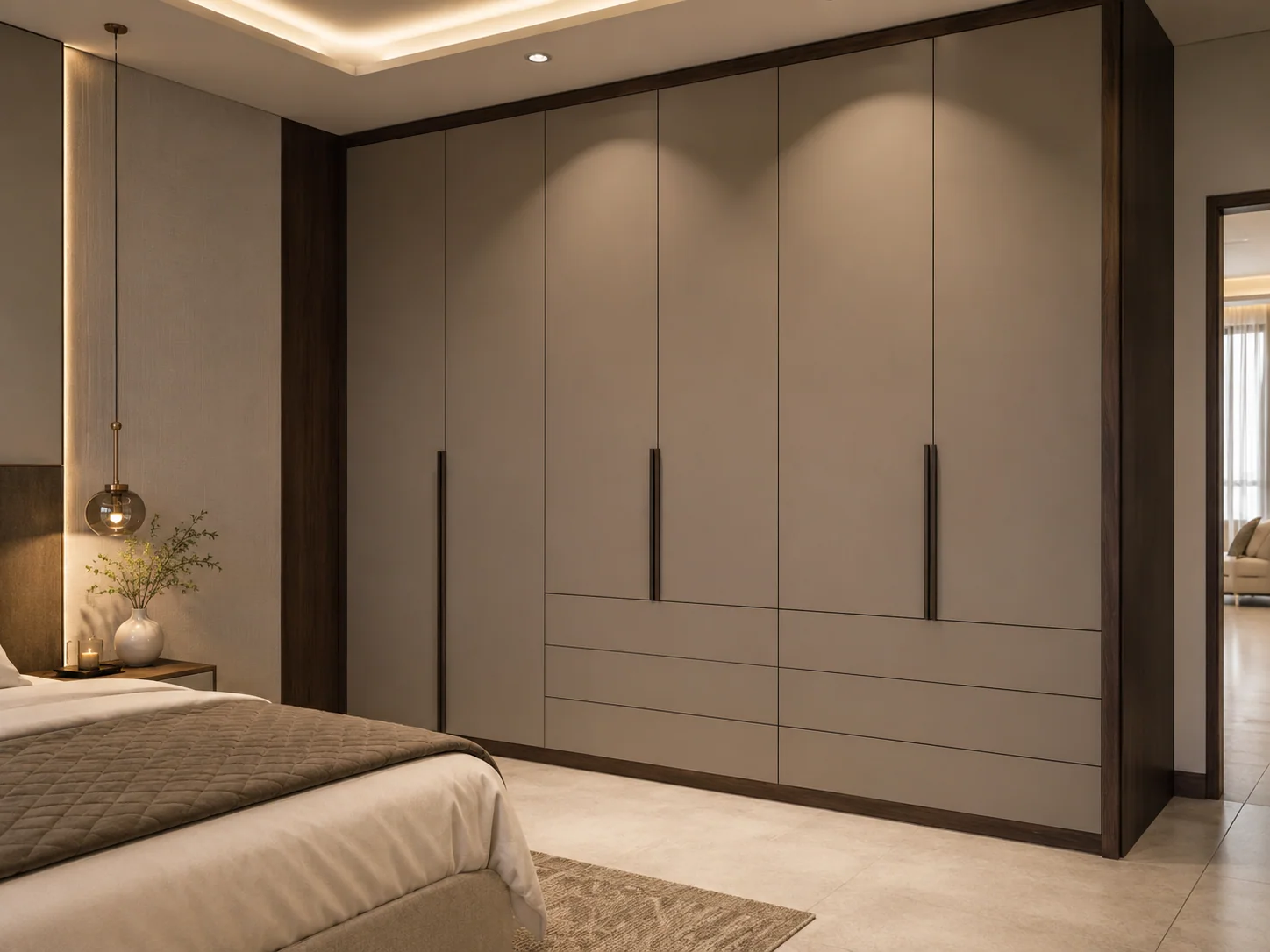 almirah inside design with shelves drawers and hanging sections