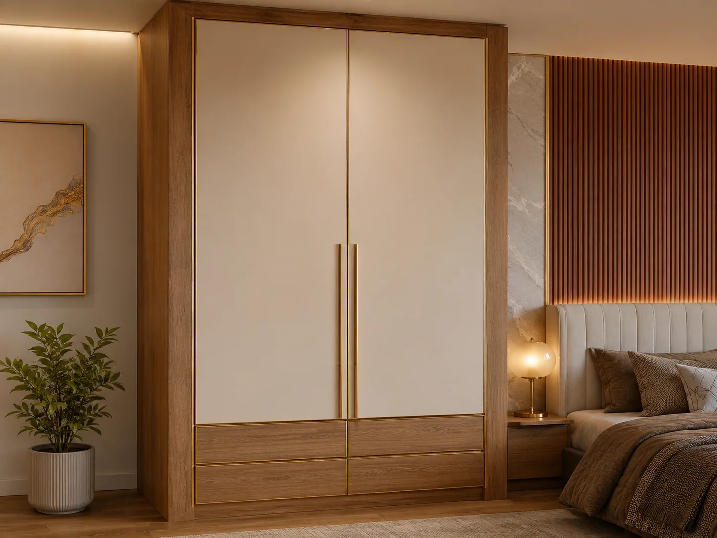 Double door almirah with planned shelves by Reedify Modulars Rohtak