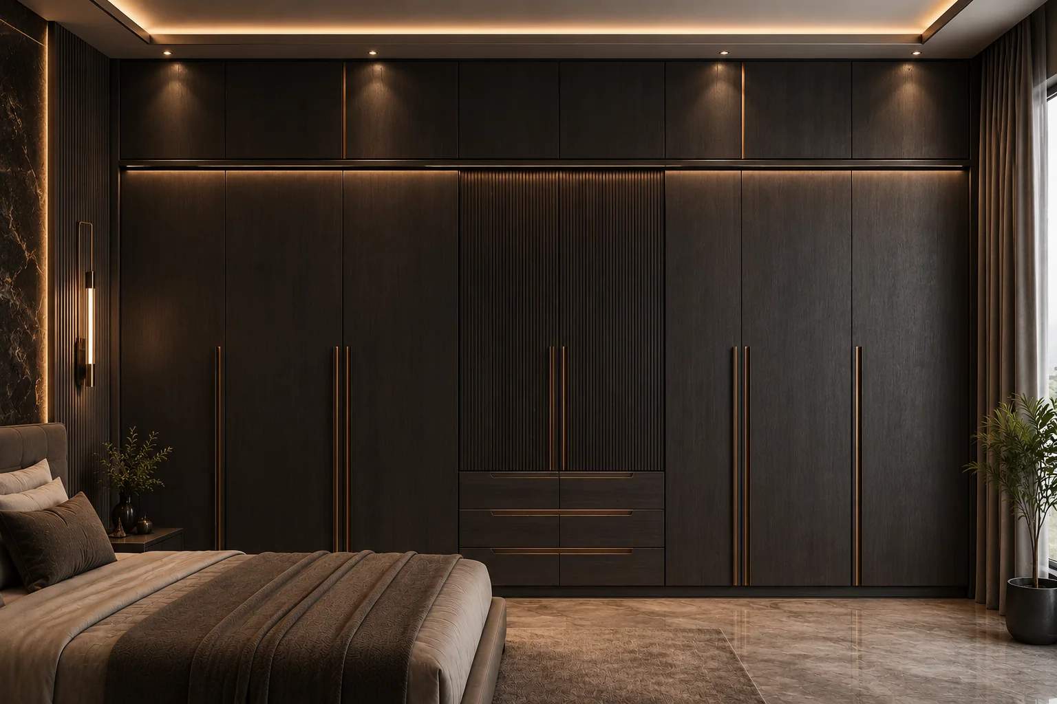 Full wall almirah with loft storage by Reedify Modulars Rohtak