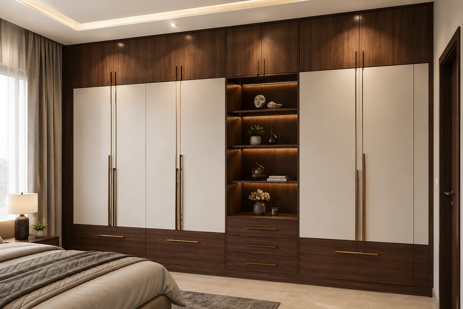 factory made wooden almirah panels with clean edge finishing and hardware drilling