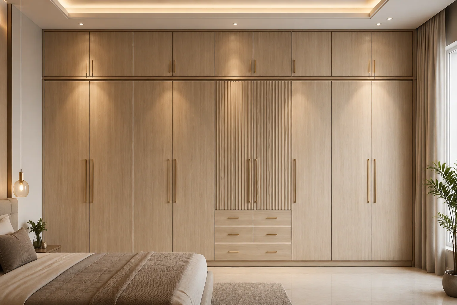 Full wall almirah with loft storage by Reedify Modulars Rohtak