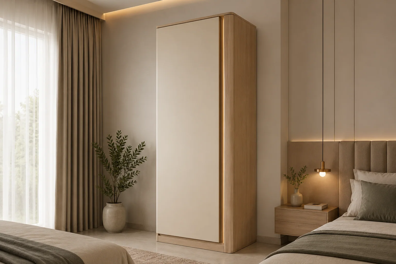 Single door almirah for compact storage by Reedify Modulars Rohtak