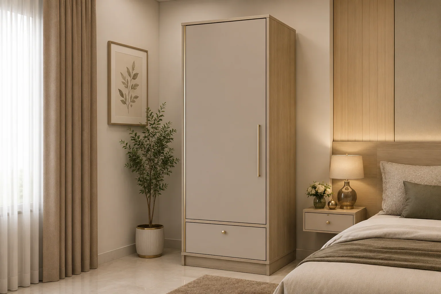 Single door almirah for compact storage by Reedify Modulars Rohtak