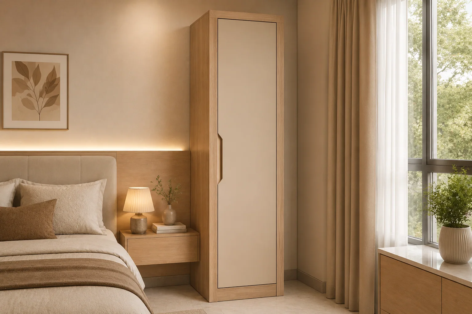 Single door almirah for compact storage by Reedify Modulars Rohtak