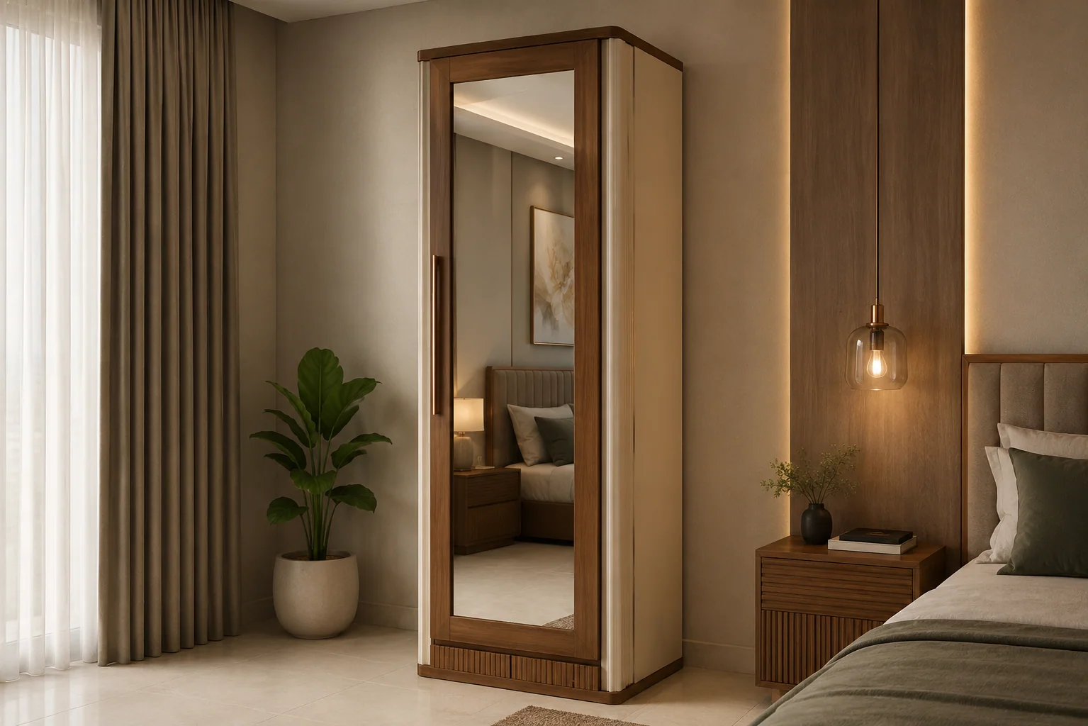 Single door almirah for compact storage by Reedify Modulars Rohtak