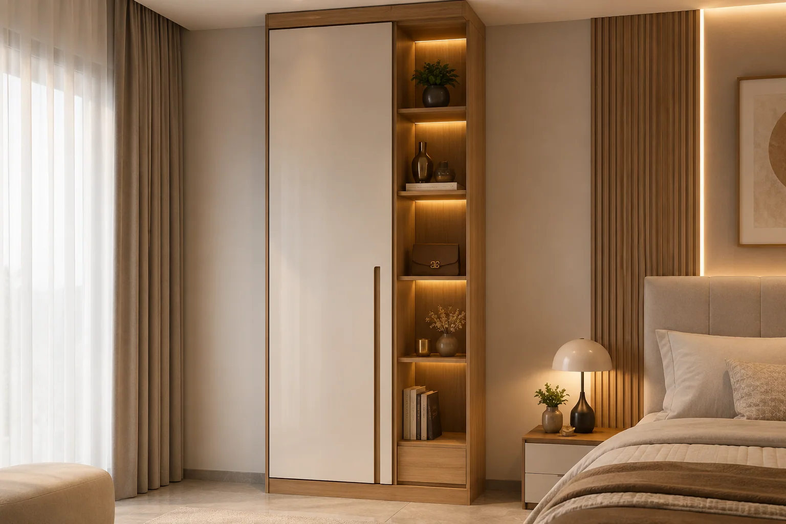 Single door almirah for compact storage by Reedify Modulars Rohtak