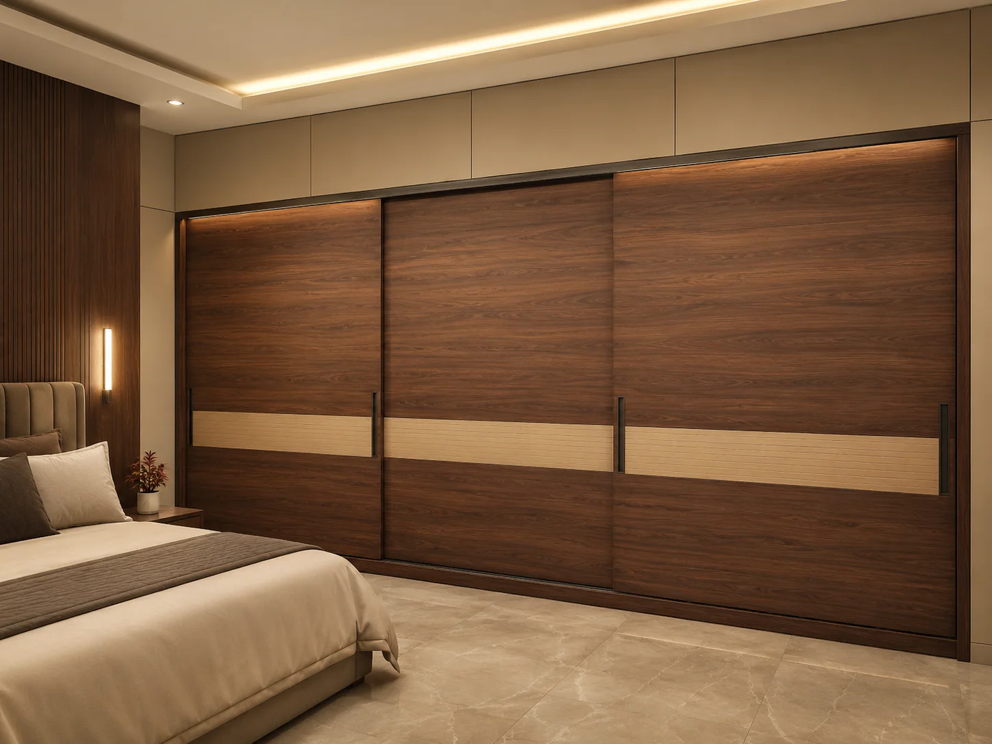 Sliding almirah for bedroom storage by Reedify Modulars Rohtak